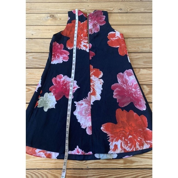 Calvin Klein Floral Sleeveless Dress Petite Size 0P Women’s Black Red - Picture 5 of 6